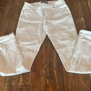 White denim stretch jeans